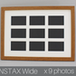 Instax Wide. Suits Nine Instax wide sized Photos, Visual aperture 9.5x5.8cm. A3 Wooden Multi Aperture Frame. - PhotoFramesandMore - Wooden Picture Frames