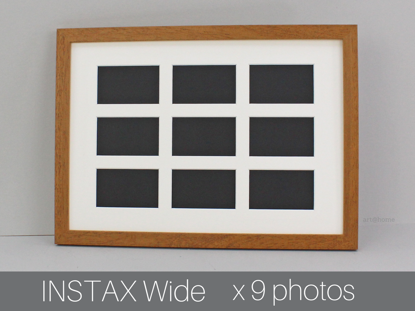 Instax Wide. Suits Nine Instax wide sized Photos, Visual aperture 9.5x5.8cm. A3 Wooden Multi Aperture Frame. - PhotoFramesandMore - Wooden Picture Frames