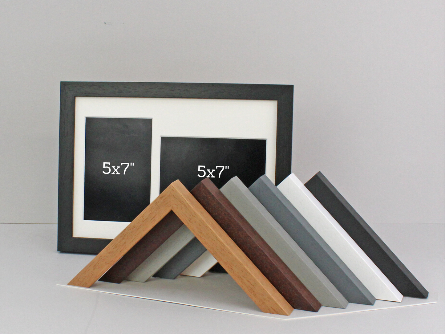 Suits Two 5x7" Photos; One Portrait and One Landscape. 11x14" Frame. Wooden Multi Aperture Photo Frame. - PhotoFramesandMore - Wooden Picture Frames