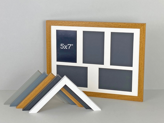 Suits Five 5x7" Photos. 40x50cm Multi Aperture Photo Frame. - PhotoFramesandMore - Wooden Picture Frames