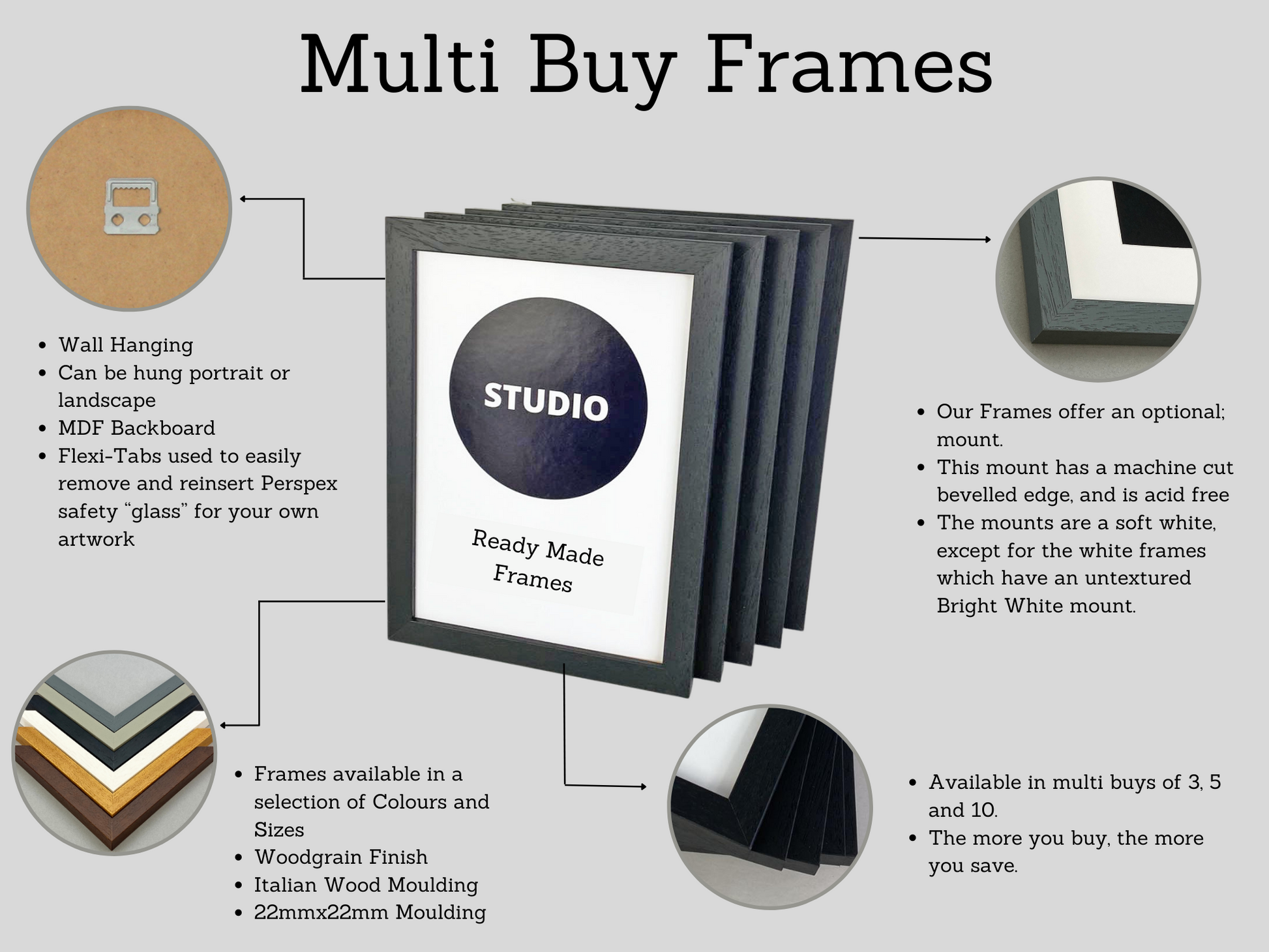 MULTI-BUY Ready Made Frames - Studio Range. - PhotoFramesandMore - Wooden Picture Frames