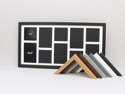 Suits Five 6x4" and 4x4" Photos. 30x60cm. Wooden Multi Aperture Photo Frame. - PhotoFramesandMore - Wooden Picture Frames