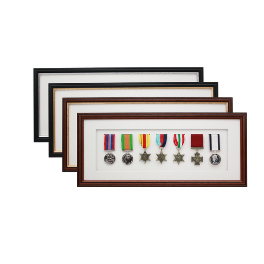 Military Medal display Frame for Seven Medals. Traditional Range. - PhotoFramesandMore - Wooden Picture Frames