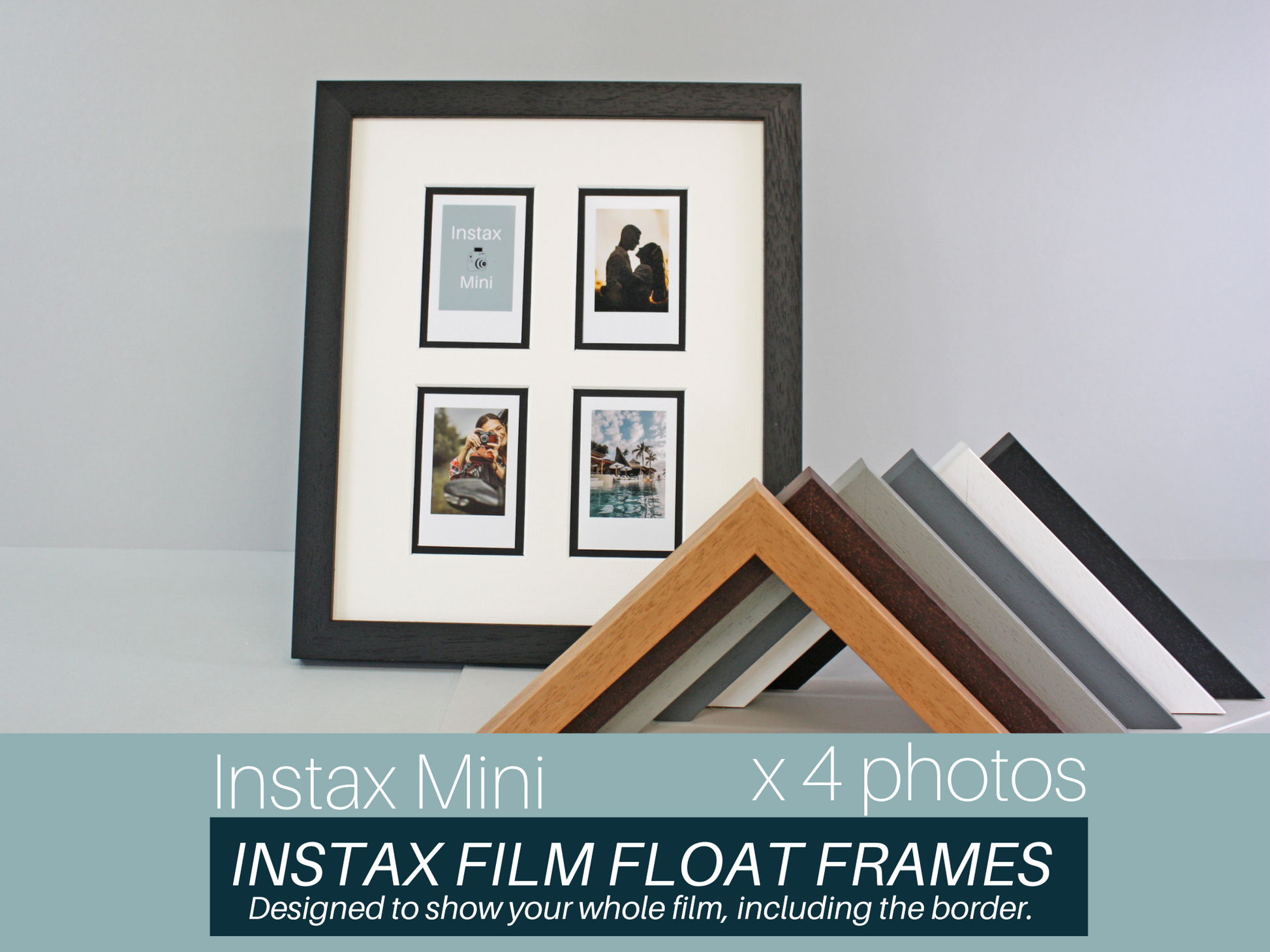 Instax Film Float Frame - Suits Four Instax Minis - PhotoFramesandMore - Wooden Picture Frames