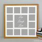 Personalised Multi Aperture Frame. One 8x8" Aperture for Text and Twelve 4x4" Apertures for your images. 50x50cm. - PhotoFramesandMore - Wooden Picture Frames