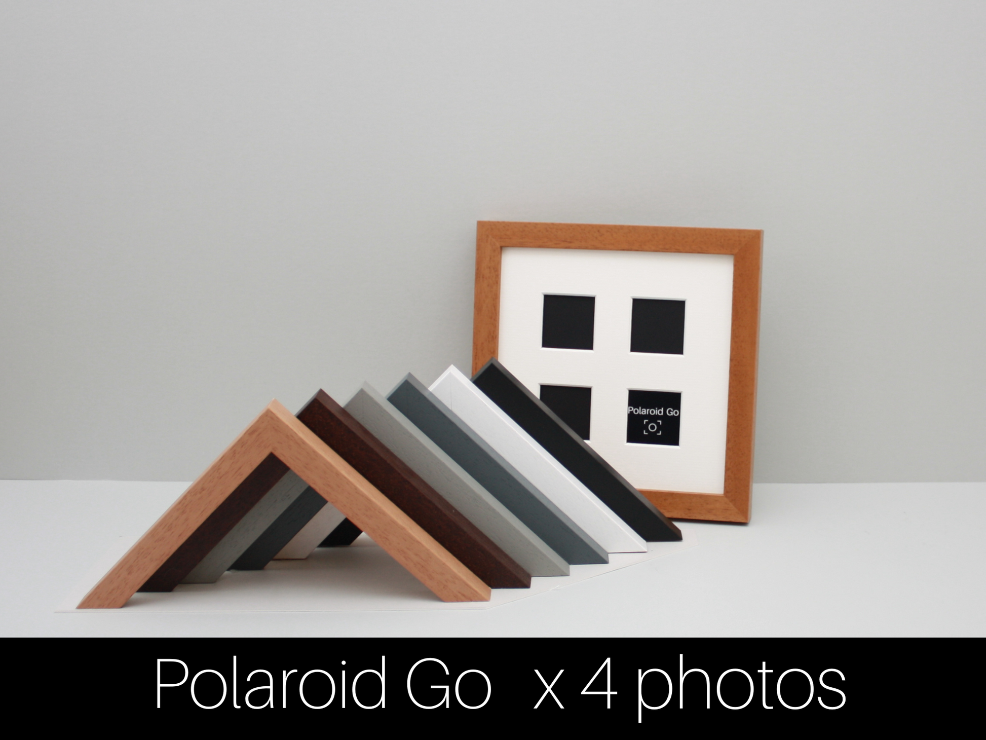 Polaroid GO - Wooden Multi Aperture Frame. Holds Four 43mmx43mm sized Photos. 20x20cm. - PhotoFramesandMore - Wooden Picture Frames