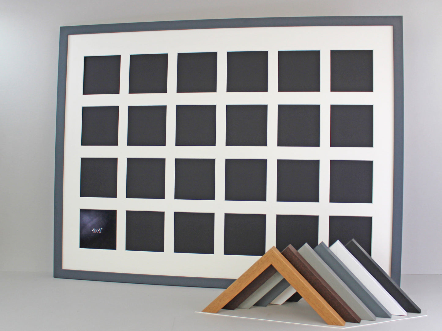 Suits Twenty-Four 4x4" Photos. Mixed orientation. 60x80cm. Wooden Multi Aperture Picture Frame. - PhotoFramesandMore - Wooden Picture Frames