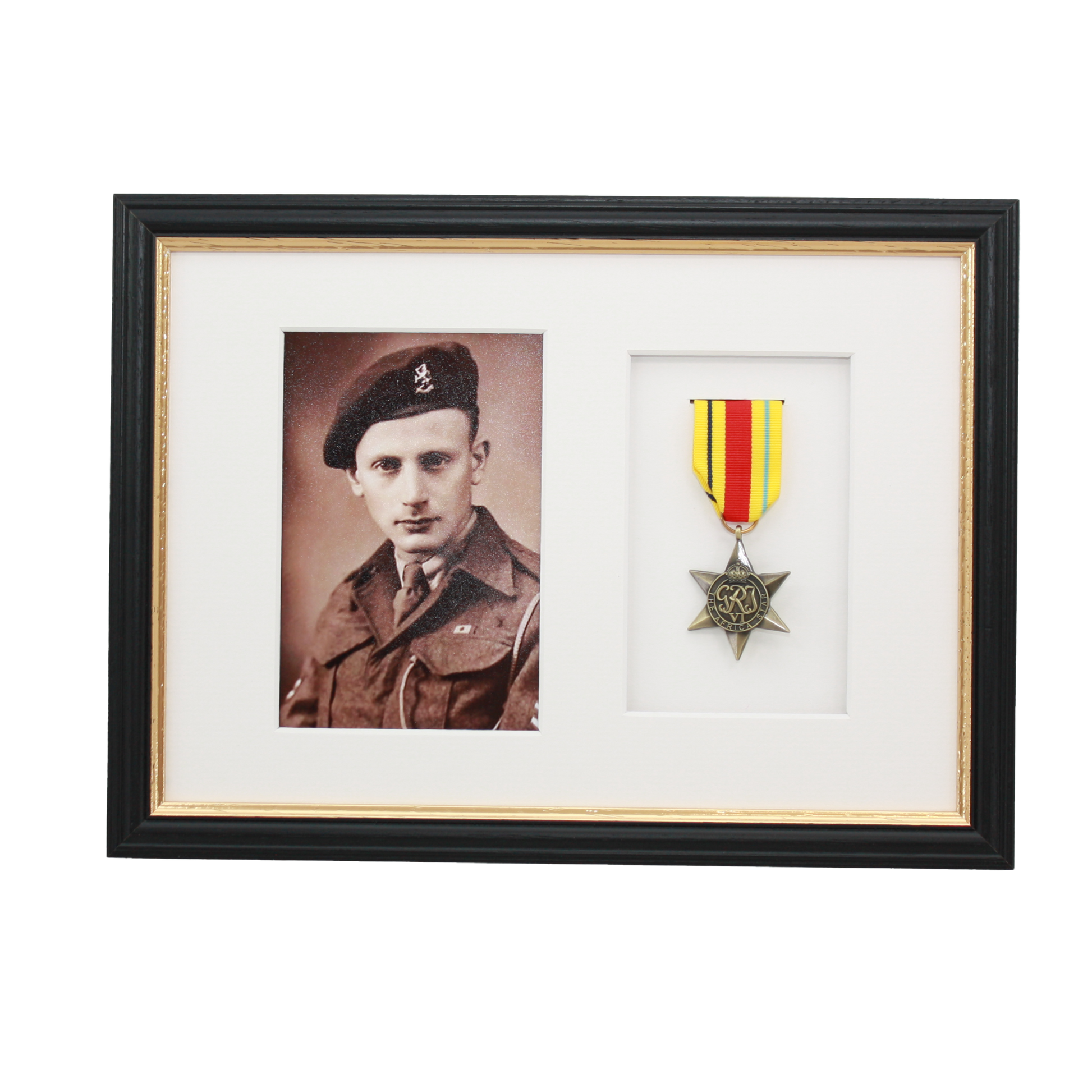 Military Medal display Frame for One Medal and a 6x4" Photograph. Traditional Range. - PhotoFramesandMore - Wooden Picture Frames