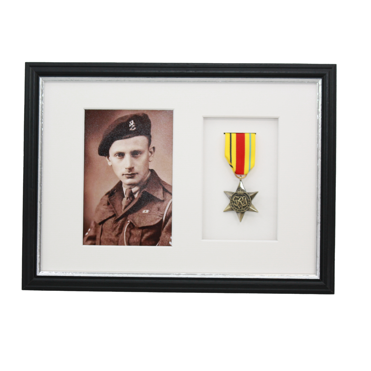 Military Medal display Frame for One Medal and a 6x4" Photograph. Traditional Range. - PhotoFramesandMore - Wooden Picture Frames