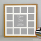 Personalised Multi Aperture Frame. One 8x8" Aperture for Text and Twelve 4x4" Apertures for your images. 50x50cm. - PhotoFramesandMore - Wooden Picture Frames