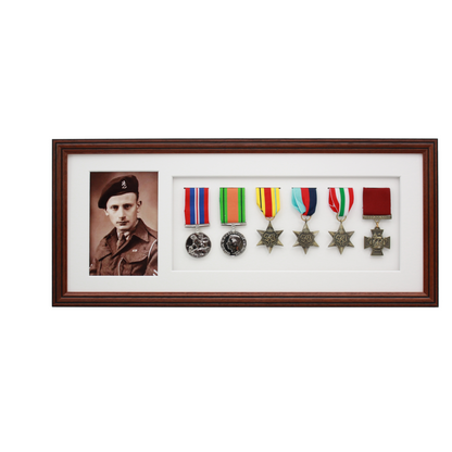 Military Medal display Frame for Six Medals and one 6x4" Photograph. Traditional Range. - PhotoFramesandMore - Wooden Picture Frames