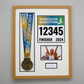 The image is a framed collage that includes a medal, a photo, and text related to the Worcestershire Marathon.