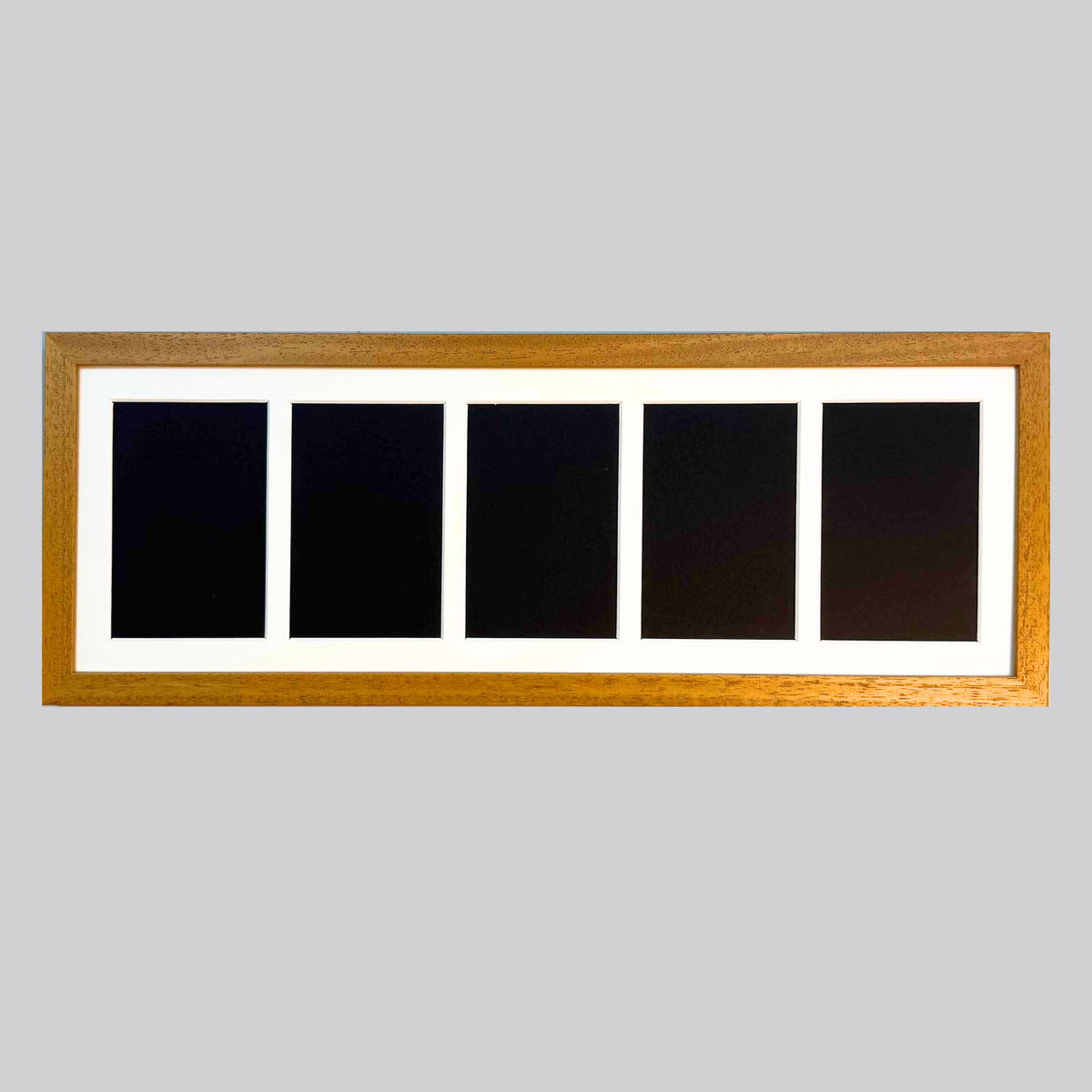 Suits Five 6x4" photos. 20x60cm. Wooden Multi Aperture Photo Frame.