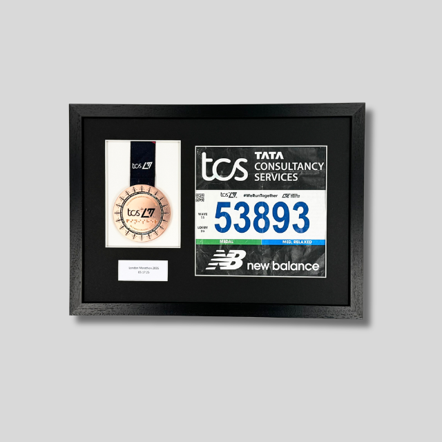 Personalised Marathon Medal display Frame. For Medal & Bib.