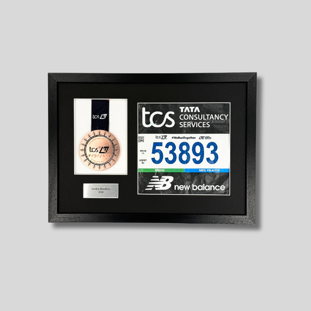 Personalised Marathon Medal display Frame. For Medal & Bib.