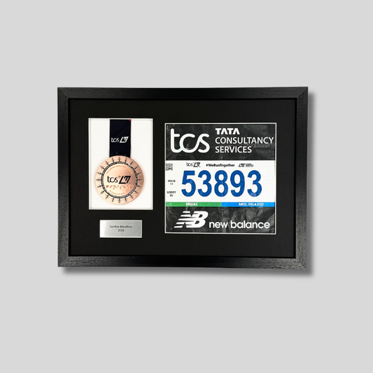Personalised Marathon Medal display Frame. For Medal & Bib.