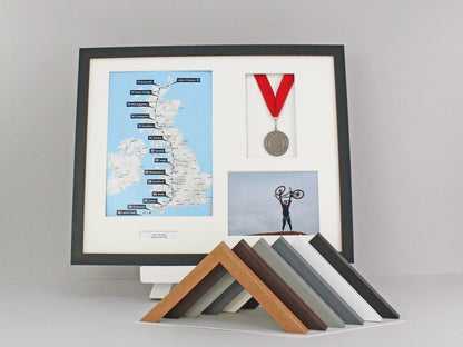 Personalised Medal display Frame with Apertures for  Portrait A4 Map/certificate & 5x7" Photo. 40x50cm.