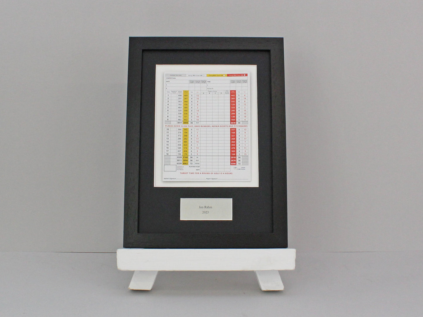 Personalised Golf Score Card Display Frame | Score Card sizes can vary - Check your size before purchase. - PhotoFramesandMore - Wooden Picture Frames