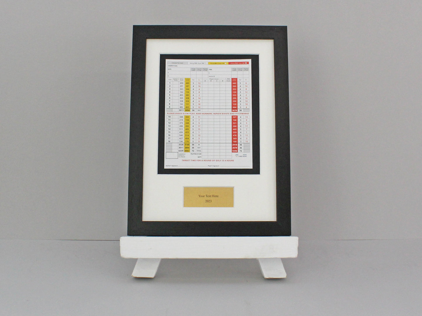 Personalised Golf Score Card Display Frame | Score Card sizes can vary - Check your size before purchase. - PhotoFramesandMore - Wooden Picture Frames