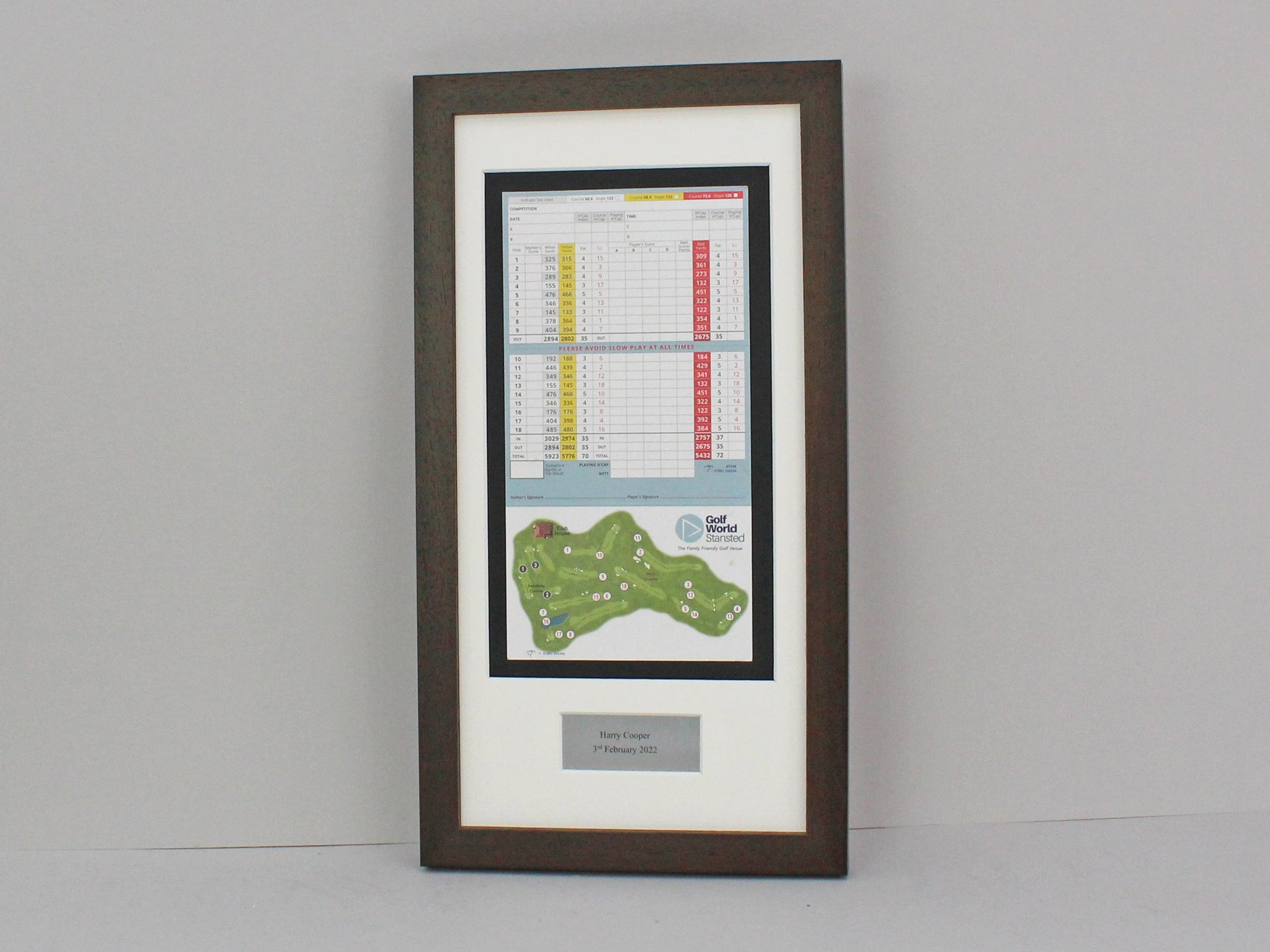 Personalised Golf Score Card Display Frame. 20x40cm Frame | Score Card sizes can vary - Check your size before purchase. - PhotoFramesandMore - Wooden Picture Frames