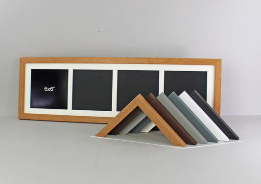 Multi Aperture Frame. Suits four 6x6" Photos. 20x70cm. - PhotoFramesandMore - Wooden Picture Frames