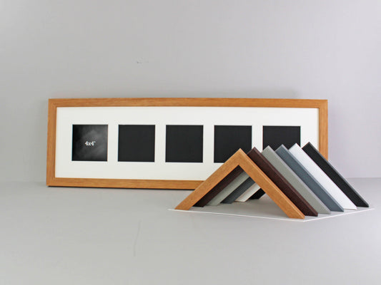 Multi Aperture Photo Frame. Holds five 4x4" sized images. 20x70cm. Perfect for Instagram Pictures! - PhotoFramesandMore - Wooden Picture Frames