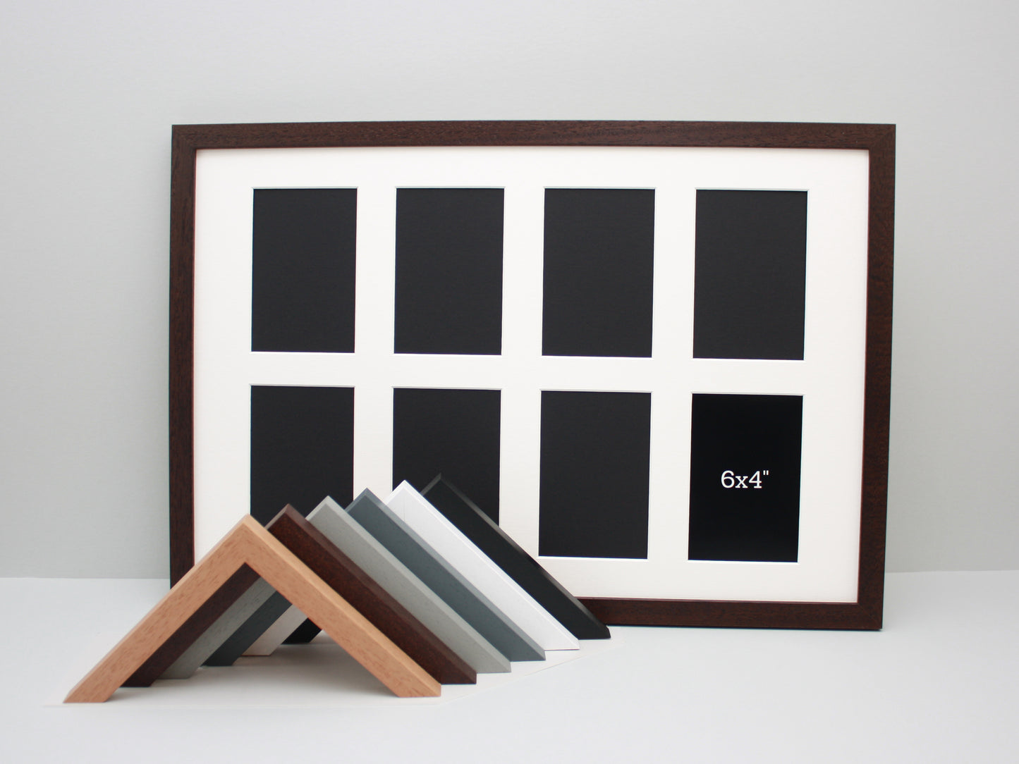 Suits Eight 6x4" photos.40x60cm. Wooden Multi Aperture Photo Frame. - PhotoFramesandMore - Wooden Picture Frames