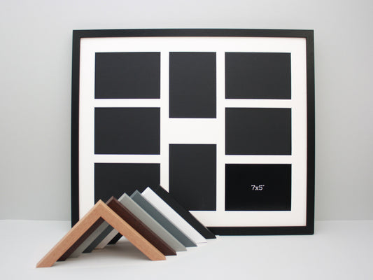 Suits Eight 5x7" photos. 50x60cm. Wooden Collage Photo Frame. - PhotoFramesandMore - Wooden Picture Frames