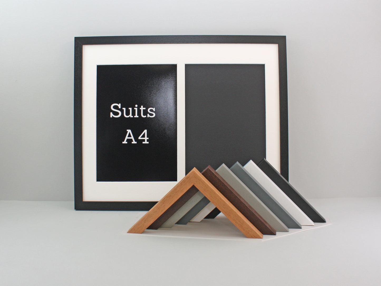 Suits Two A4 sized Photos or Certificates. 40x50cm. Wooden Multi Aperture Photo Frame.