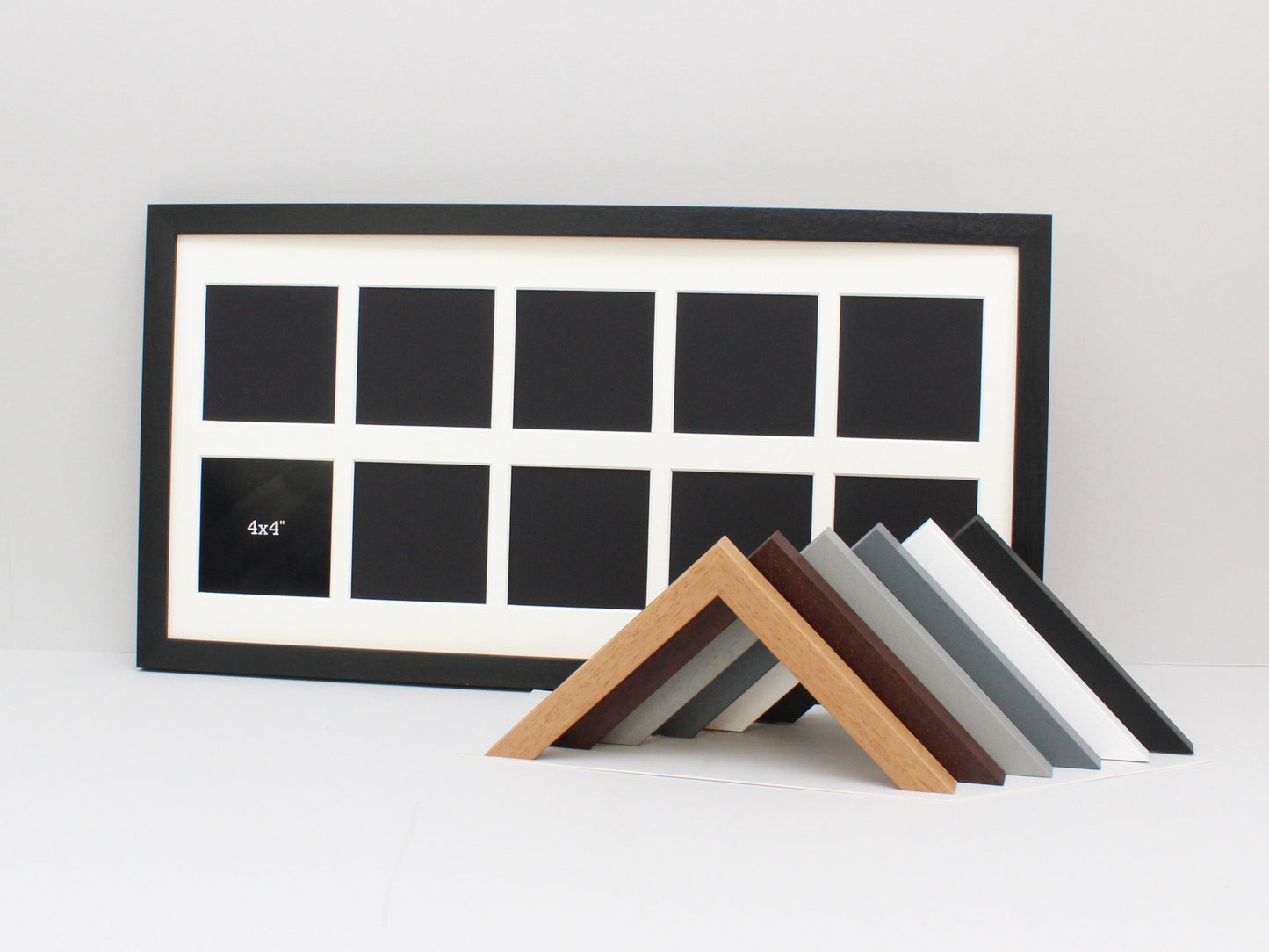 Suits Ten 4x4" Photos. 30x60cm. Wooden Multi Aperture Photo Frame. - PhotoFramesandMore - Wooden Picture Frames