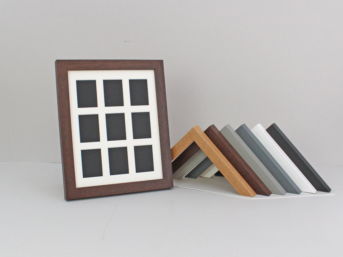 Instax Mini Multi Aperture Wooden Photo Frame. Holds nine instax sized Photos. 10x8" Frame. Portrait or Landscape. Stand or Hang. - PhotoFramesandMore - Wooden Picture Frames