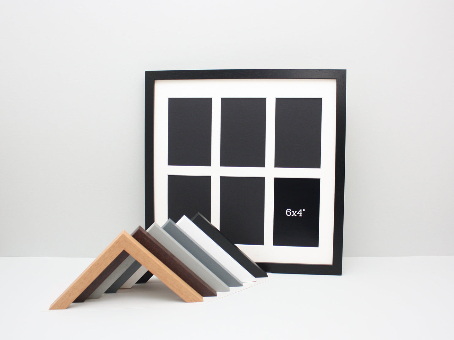 Suits Six 6x4" photos. 40x40cm. Wooden Multi Aperture Photo Frame. - PhotoFramesandMore - Wooden Picture Frames