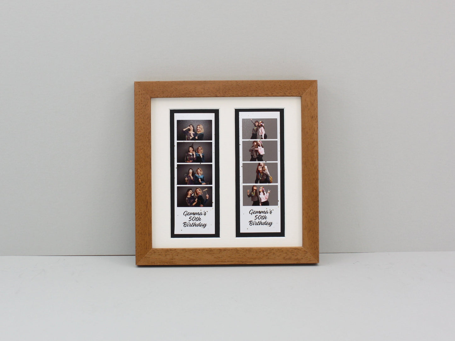 Photo Booth Strip Floating Frame - 2 Photo Booth Strips - Floating Photo Frame showing the entire Photo strip, including border. - PhotoFramesandMore - Wooden Picture Frames