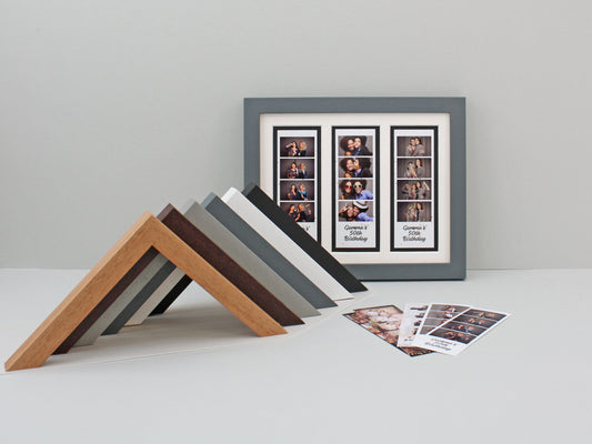 Photo Booth Strip Floating Frame - 3 Photo Booth Strips - Floating Photo Frame showing the entire Photo strip, including border. - PhotoFramesandMore - Wooden Picture Frames