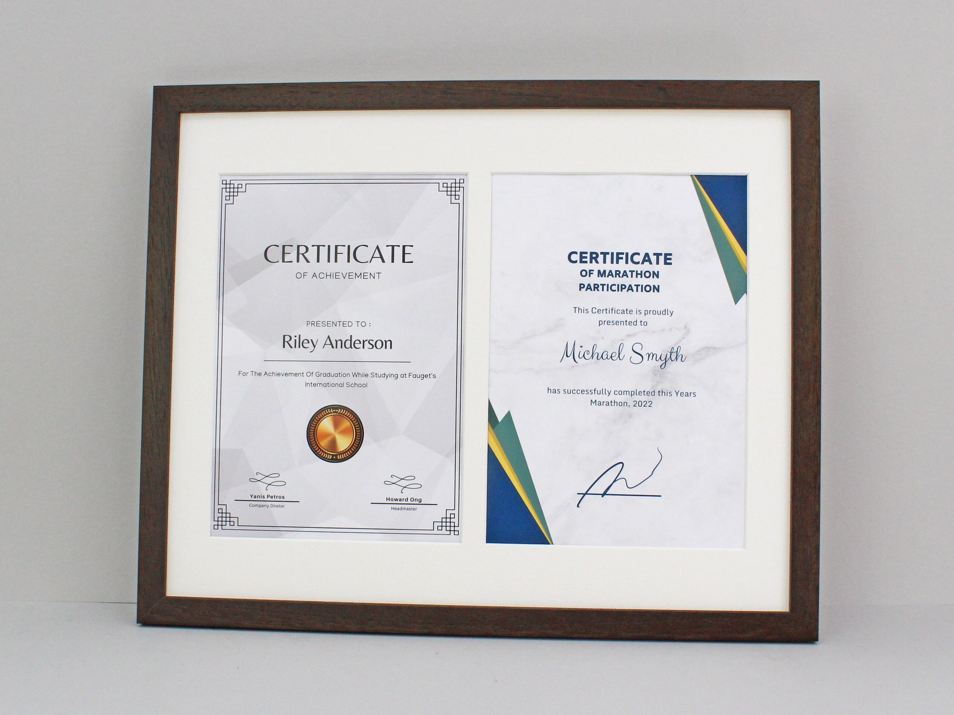 Double Certificate Frame. Suits Two A4 Sized images/Certificates. - PhotoFramesandMore - Wooden Picture Frames
