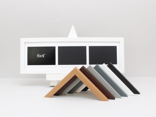 Suits Three 6x4" photos. Portrait or Landscape. 15x50cm Wooden Collage Photo Frame. - PhotoFramesandMore - Wooden Picture Frames