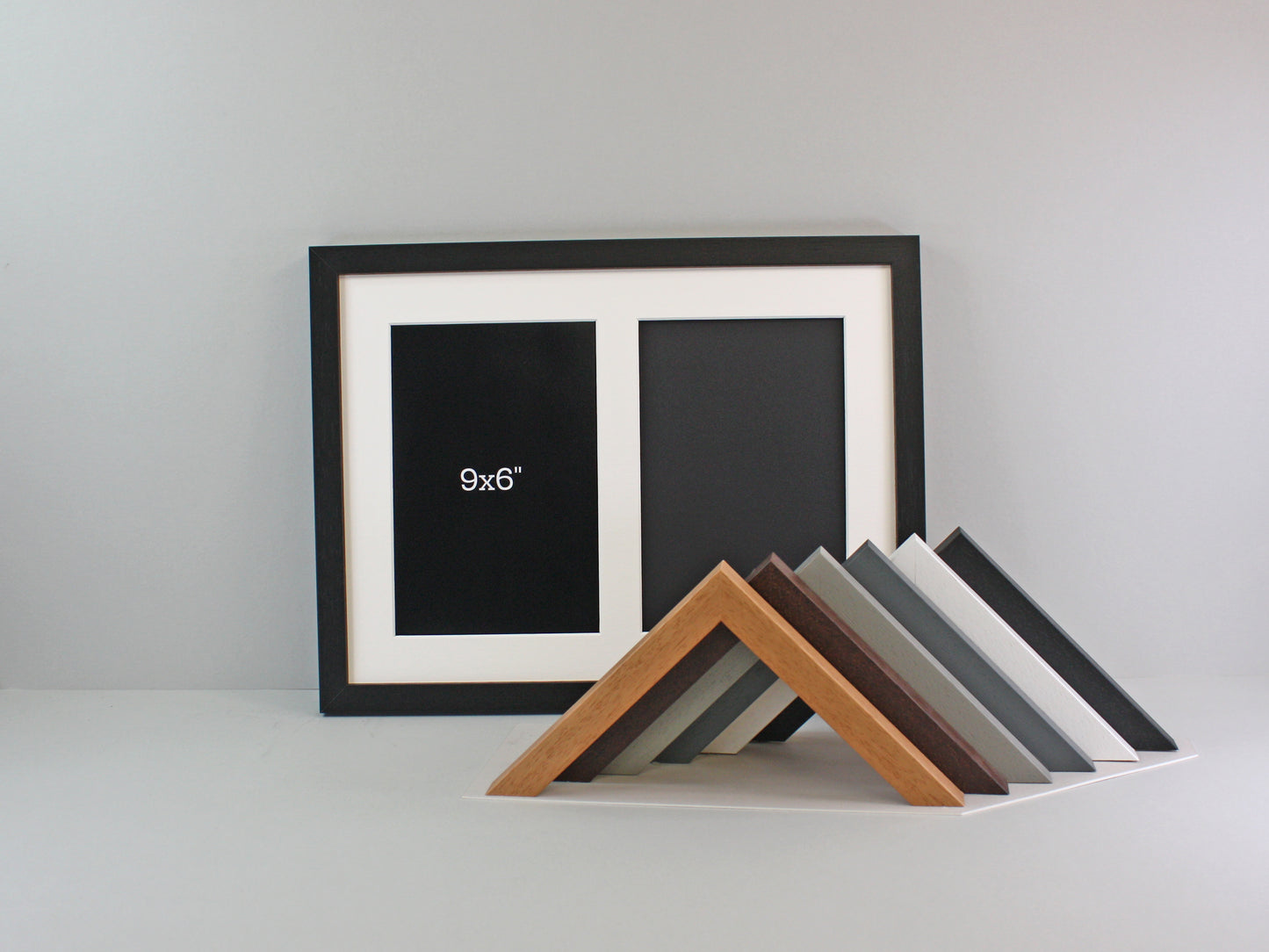 Suits Two 9x6" photos.  30x40cm. Wooden Multi Aperture Photo Frame.