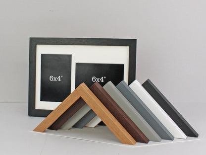 Suits Two 6x4" Photos; One Portrait and One Landscape. A4. Wooden Multi Aperture Photo Frame.