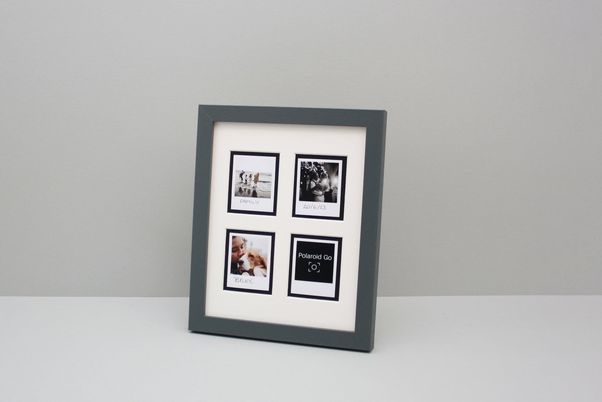 Polaroid GO Film Float Frame - Suits Four Polaroid Gos | Wooden Photo Frame showing the entire Photo, including border. - PhotoFramesandMore - Wooden Picture Frames