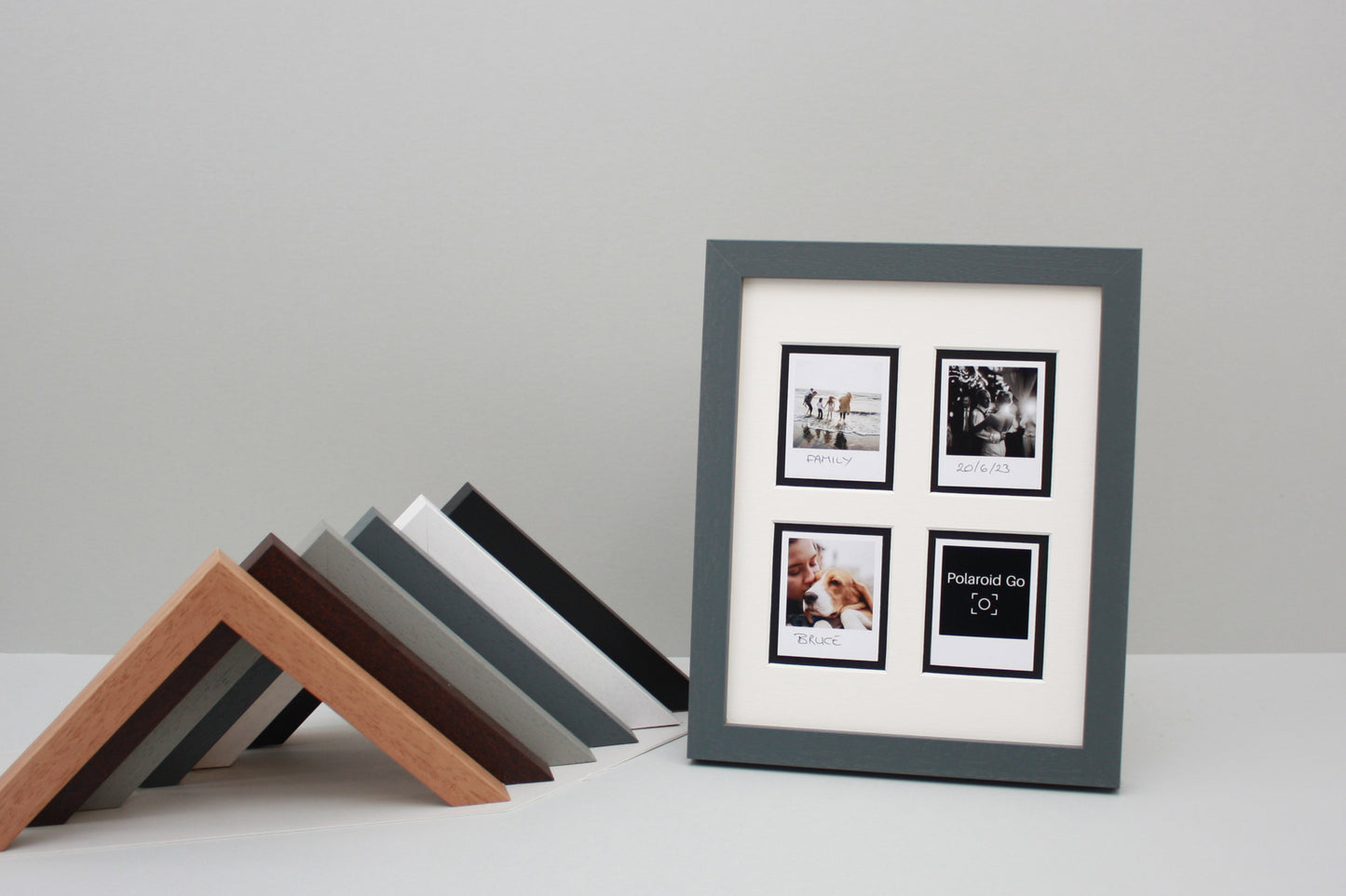 Polaroid GO Film Float Frame - Suits Four Polaroid Gos | Wooden Photo Frame showing the entire Photo, including border. - PhotoFramesandMore - Wooden Picture Frames