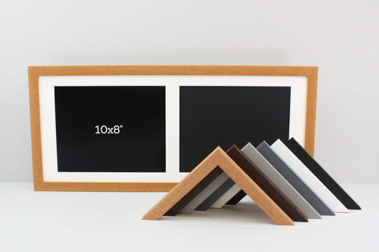 Suits Two 10x8" Photos. 25x60cm. Wooden Multi Aperture Photo Frame. - PhotoFramesandMore - Wooden Picture Frames