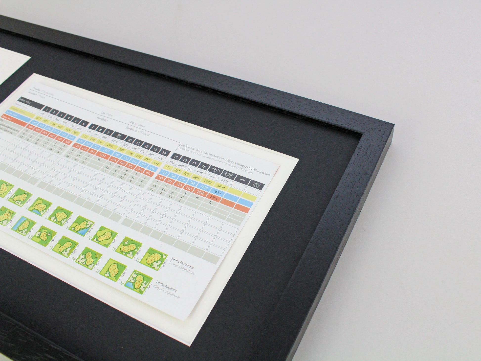 Golf Score Card Display Frame, With 6x4" Photo. 25x50cm Frame | Score Card sizes can vary - Check your size before purchase. - PhotoFramesandMore - Wooden Picture Frames