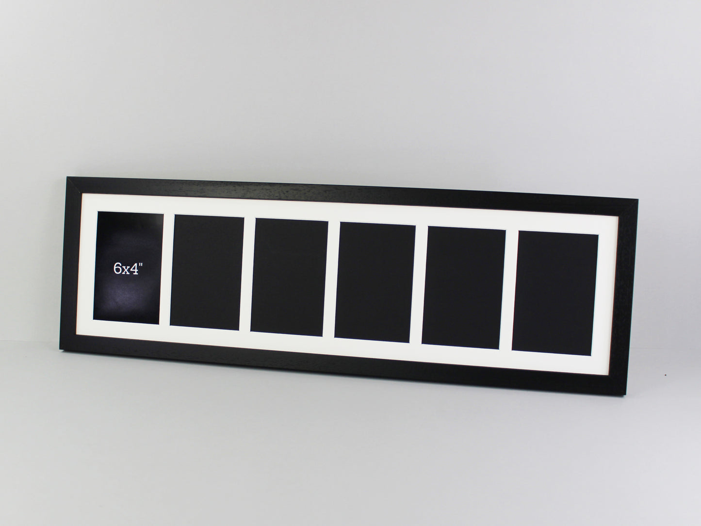 Suits Six 6x4" Photos. 20x70cm. Wooden Multi Aperture Frame.