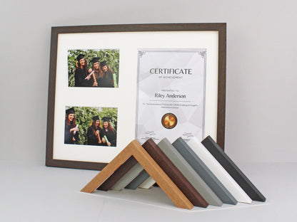 Certificate, Graduation, Diploma Frame with Two Photos. Suits an A4 sized Photo/Certificate and Two 5x7" Photos.