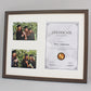 Certificate, Graduation, Diploma Frame with Two Photos. Suits an A4 sized Photo/Certificate and Two 5x7" Photos. - PhotoFramesandMore - Wooden Picture Frames