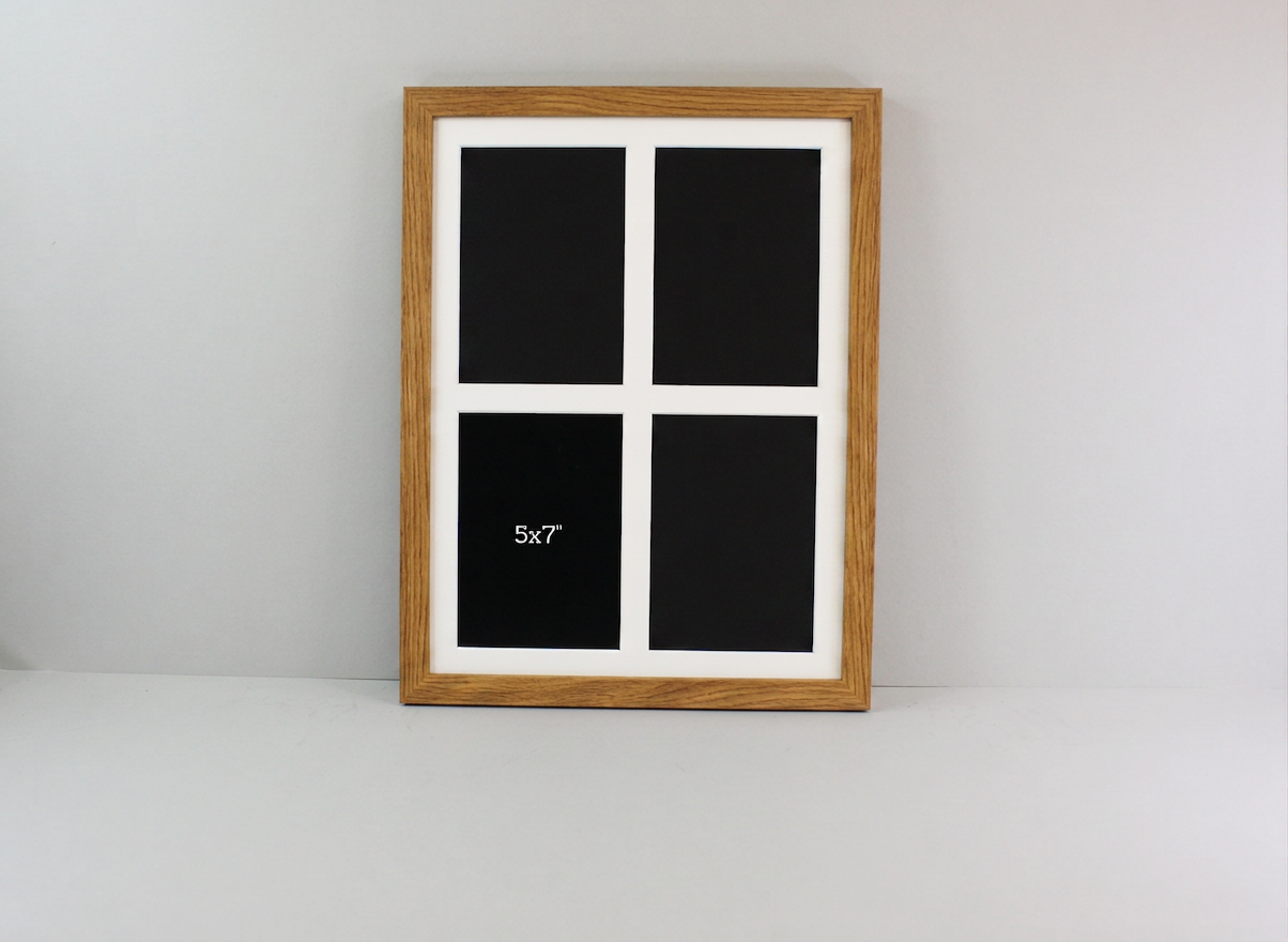 Suits Four 5x7" photos. 30x40cm. Wooden Multi Aperture Photo Frame.