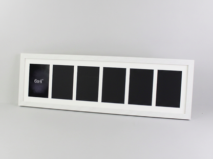 Suits Six 6x4" Photos. 20x70cm. Wooden Multi Aperture Frame.
