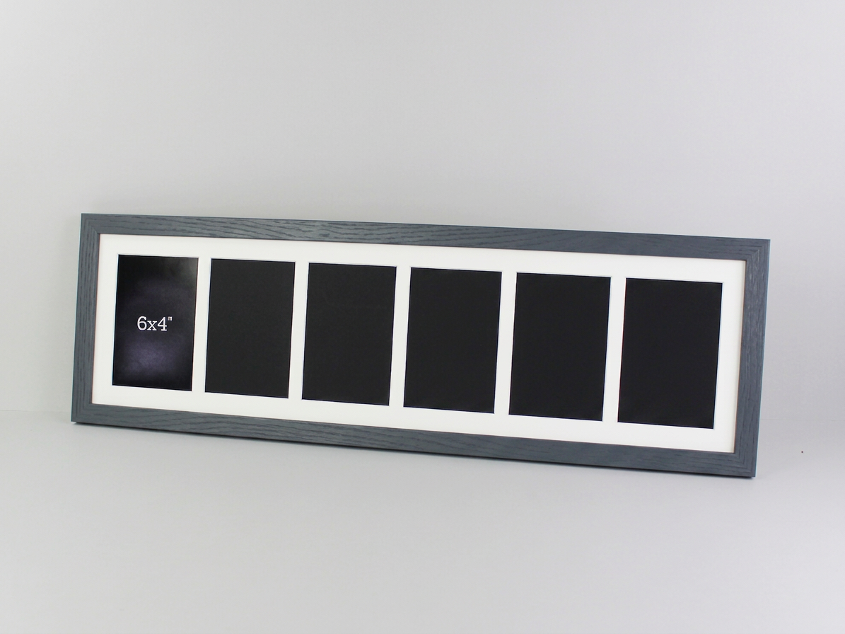 Suits Six 6x4" Photos. 20x70cm. Wooden Multi Aperture Frame.