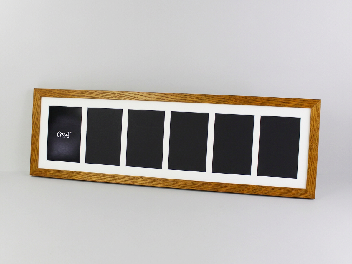 Suits Six 6x4" Photos. 20x70cm. Wooden Multi Aperture Frame.