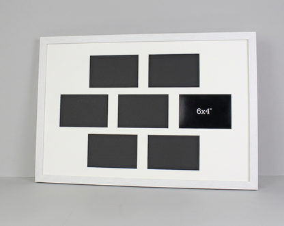 Suits Seven 6x4" photos. 40x60cm. Wooden Multi Aperture Photo Frame.